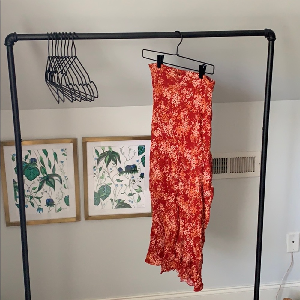 Red floral Free people maxi skirt